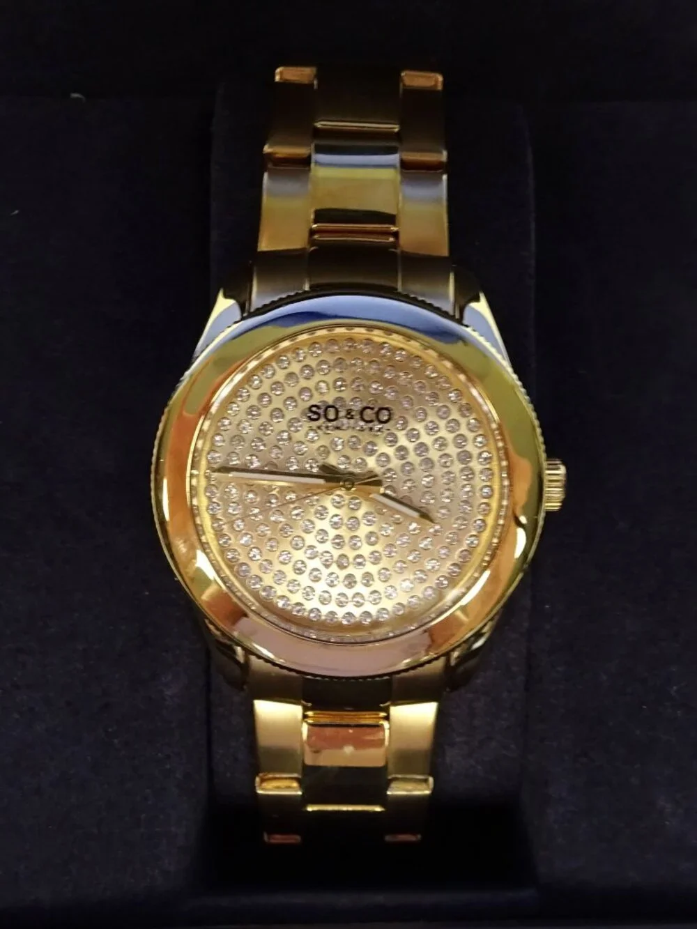 SO&CO New York Madison 5067 Watch 38mm Gold Crystal Filled Womens Water Resistan